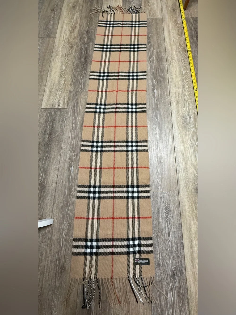Classic Beige Cashmere Plaid Men's Scarf - Luxury Style (64X14 inches)